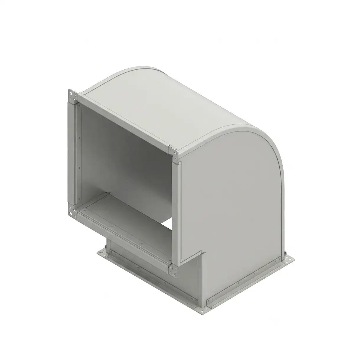 Codo 90 grados seccion recta de chapa de acero galvanizado